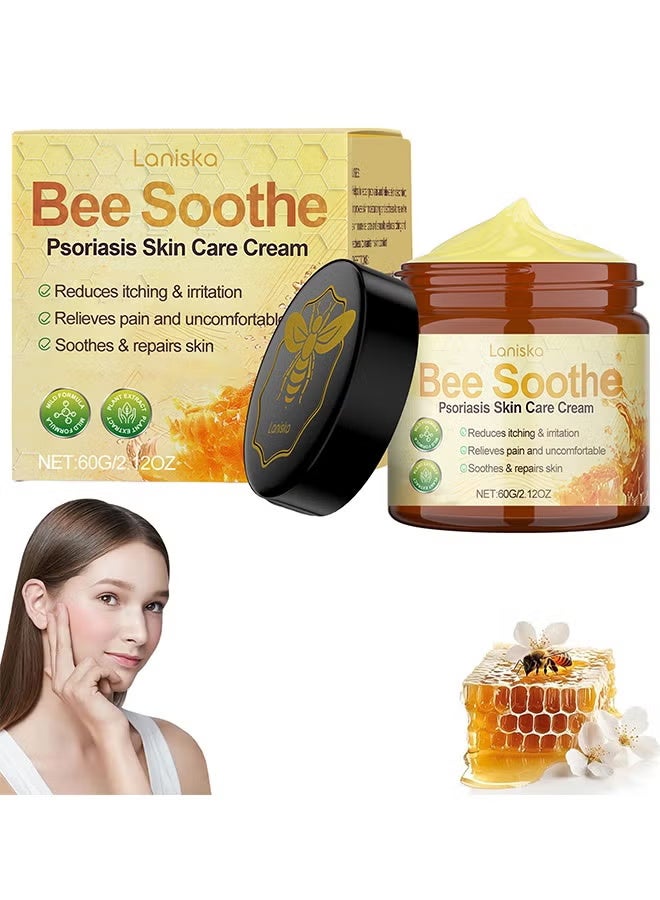 LANISKA Bee Soothe Psoriasis Skin Care Cream, Bee Venom Comprehensive Cream, Bee Venom Skin Treatment Cream, Natural Bee Venom Repair Cream, All-In-One, Lifting & Firming, Anti-Aging Moisturizing, Effectively Reduces All Types Of Skin Blemishes, 60G - Image 1